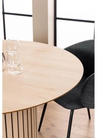 Masă de dining rotundă cu blat cu aspect de lemn de stejar ø 120 cm Linley – Actona