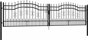 vidaXL Poartă de gard Kampen cu vârf tip suliță, negru, 394,5x100 cm, oțel