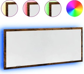 vidaXL Oglindă de baie LED stejar fumuriu 100x8,5x37 cm lemn prelucrat