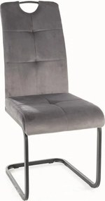 Scaun AXO, gri/negru, stofa catifelata/metal, 43x47x101 cm
