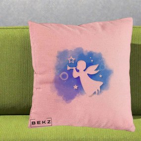 Perna Decorativa Inger cu Trompeta Albastru, 40x40 cm, Roz, Husa Detasabila, Perna Inclusa, BEKZ®