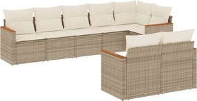 vidaXL Set canapele de grădină, 8 piese, cu perne, bej, poliratan
