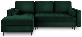 Colțar extensibil din catifea cu șezlong stânga Milo Casa Santo, verde
