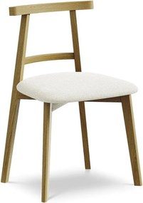 Scaun de dining crem din lemn masiv Ohelo – Makamii