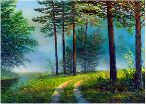 Tablou pe sticlă - Pictură în ulei de peisaj (70x50 cm)