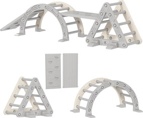 AIYAPLAY 8-în-1 Triunghi de cățărat pentru copii, arc de cățărat, rampă dublă pentru urcat &amp; alunecat, 279 x 80 x 69 cm, gri | Aosom Romania