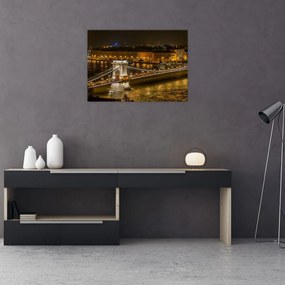 Tablou pe sticlă orașului nocturn (70x50 cm)