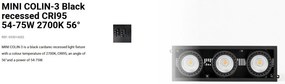 Spot LED incastrabil MINI COLIN-3 Black recessed CRI95 54-75W 2700K 56°