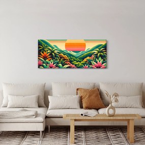 Tablou - Apus de soare multicolor (120x50 cm)