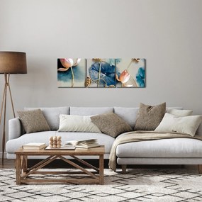 Tablou cu flori (cu ceas) (90x30 cm)