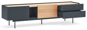 Comodă TV gri antracit-natural cu aspect de lemn de stejar 180x45 cm Otto – Teulat