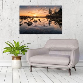 Tablou - Apus de soare la lac (90x60 cm)