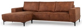 Colțar maro coniac cu tapițerie din imitație de piele (colț pe partea stângă ) Copenhagen – Scandic