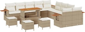 vidaXL Set de canapele pentru grădină cu pernă 14 pcs Bej și crem