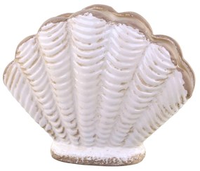 Vaza decorativa Shell din ceramica, crem antichizat, 16x11x21 cm