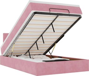 vidaXL Pat otoman cu saltea, roz, 120x190 cm, catifea
