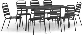 vidaXL Set de masă pentru grădină, 9 piese, antracit, oțel