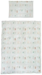 Lenjerie de pat pentru copii verde-deschis din bumbac pentru pătuț 100x135 cm Woodland Buddies – Roba