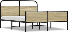 vidaXL Cadru de pat metalic fără saltea, stejar sonoma, 150x200 cm