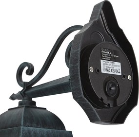 Felinar de perete de exterior vintage negru cu verde antic IP44 - Antigua Down