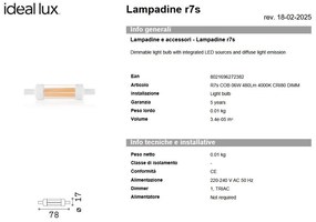 Bec LED dimabil, R7s COB 06W 480lm 4000K cri80 dimm