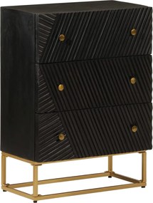 vidaXL Servantă, neagră, 55x30x76 cm, lemn masiv de mango și fier