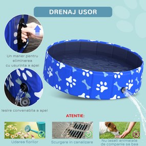 PawHut Piscină Anti-Alunecare pentru Câinii Mici, Durabilă Interior/Exterior, Albastră, Φ80x20cm | Aosom Romania