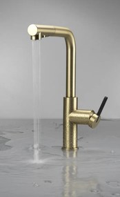 MOMI Baterie pentru bucătărie cu pipă extractibilă – Aur Periat BKM_R73M