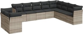 vidaXL Set canapele de grădină cu perne 10 piese gri deschis poliratan