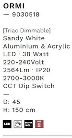 Lustra LED suspendata design modern circular ORMI alba D-45cm