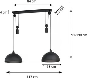 Eglo 43436 - Candelabru pe sfoară WINKWORTH 1 2xE27/40W/230V