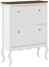HOMCOM Șifonier Îngust cu 2 Sertare Abatibile Rafturi Reglabile pentru 16 Perechi de Pantofi 84x29x109 cm Alb | Aosom Romania