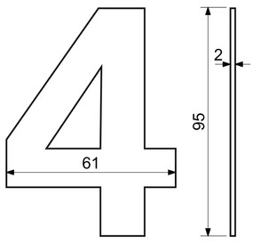 Număr casă 4", RN.95L, negru"