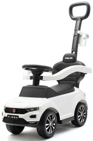 Mașinuță Baby Mix Volkswagen T-ROC pentru copii cu bară de ghidare, alb
