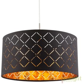 Lustra eleganta cu abajur din tesatura negru cu auriu, CLARKE 40cm 15229H GL