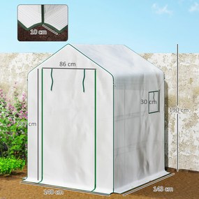 Outsunny Seră de grădină cu 1 ușă 2 ferestre rafturi 3 nivele pentru Legume Plante Flori Pânză PE 140 x 143 x 190 cm alb | Aosom Romania