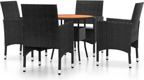 vidaXL Set mobilier de grădină, 5 piese, negru, poliratan