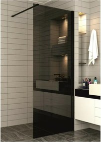Paravan de dus tip Walk-In Inter Ceramic profil negru mat - sticla fumurie 80x200 cm