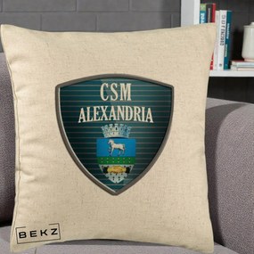 Perna Personalizata CSM Alexandria Fotbal, 40x40 cm, Bej, Husa Detasabila, Perna Inclusa, BEKZ®