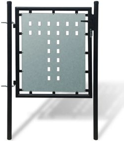 Poarta de gard cu o usa, negru, 100x150 cm Negru, 100 x 150 cm