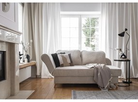 Șezlong bej cu tapițerie din catifea reiată (cu colț pe partea stângă) Chic Charlotte – Miuform