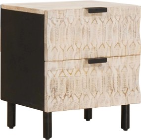 vidaXL Dulap de noapte Alb 40 x 33 x 46 cm Lemn de mango solid