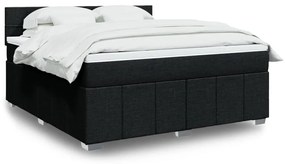 vidaXL Pat box spring cu saltea, negru, 180x200 cm, catifea
