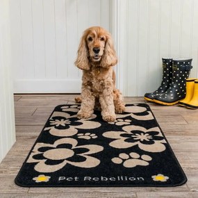 Covor PET REBELLION XL Flowers Black, 57 x 110 cm