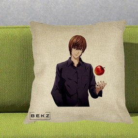 Perna Personalizata Death Note Light Yagami cu Mar, 40x40 cm, Crem, Husa Detasabila, Perna Inclusa, BEKZ®