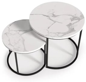 Set 2 mese de cafea Oreo marmura alba/negru – d 43-53 x h 35-45 cm