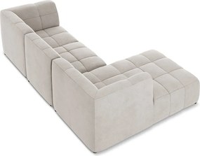 Colțar bej cu tapițerie din catifea (cu colț pe partea stângă/cu șezlong) Aloha – Makamii