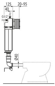 Rezervor wc incastrat Alcaplast, Basicmodul, pentru montare in zidarie, pentru wc stativ