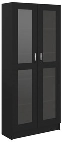 802769 vidaXL Dulap cu vitrină, negru, 82,5 x 30,5 x 185,5 cm, PAL