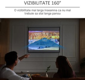 HOMCOM Ecran de Proiecție 203x152 cm, Fabricat din Țesătură și Metal, Ideal pentru Vizualizare Filme și Prezentări | Aosom Romania